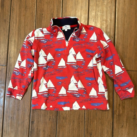 Nantucket Kids Sailboat 1/4 Zip Pop Over Sweater Long Sleeve Size 6 EUC Pima - Picture 1 of 3